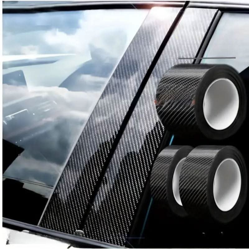 Kolfiber Vinylfolie för Bilskydd – Självhäftande, Reptålig & Antikollision Dörrtröskelskydd 3M x 10cm - Carlevel -