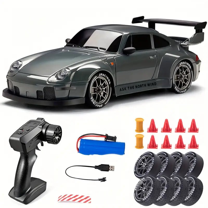 Radiostyrd Porsche 4WD – RC Driftbil med LED - ljus & Däck - Carlevel -