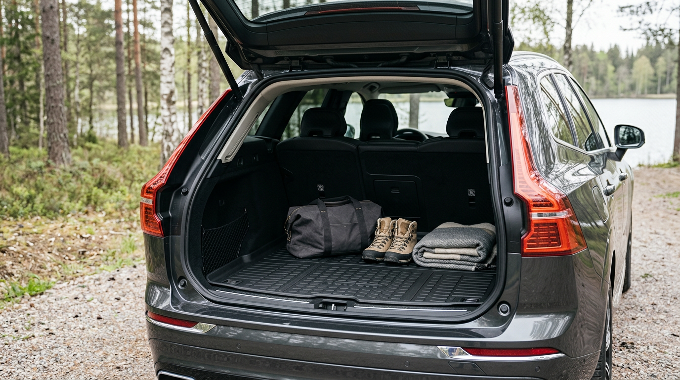 Bagageskydd monterat i bagageutrymmet på en modern SUV