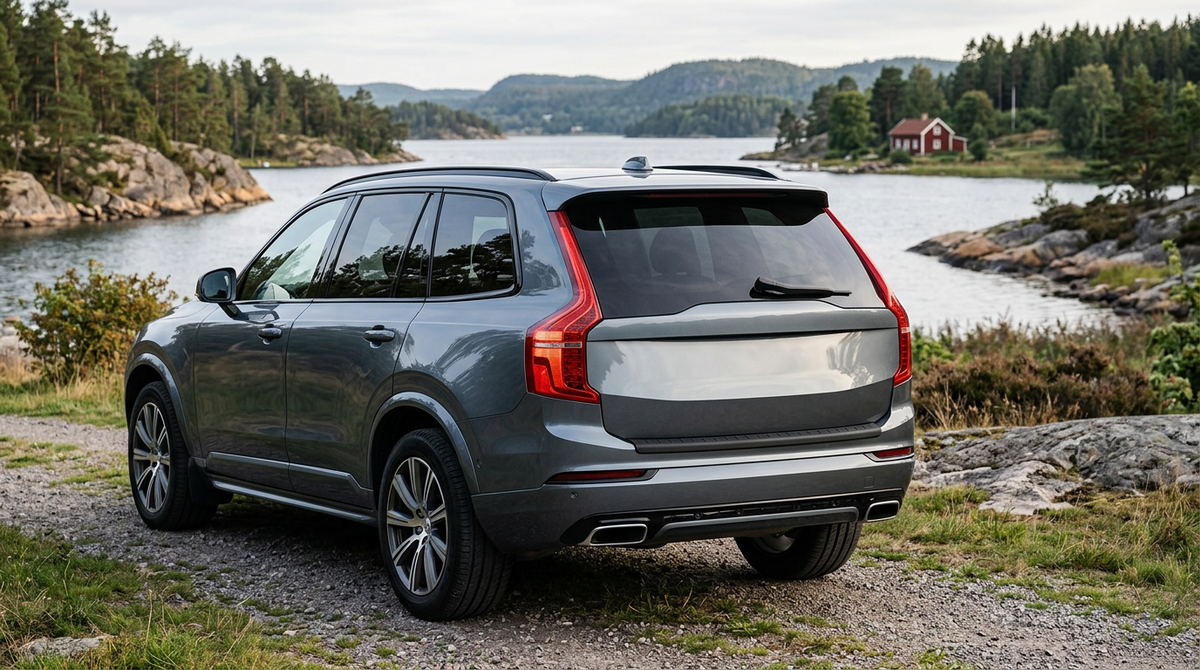 Stötfångarskydd monterat på en modern SUV vid svensk skärgård