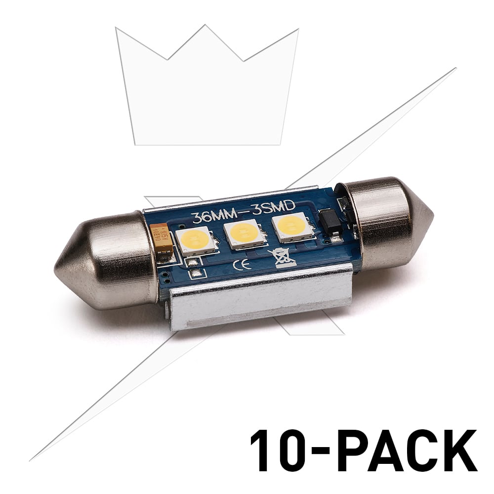 10 – Pack 36mm – C5W LED LED 3SMD 6000K – 12V - Carlevel AB - Fordon och delar > Fordonsdelar > Belysning