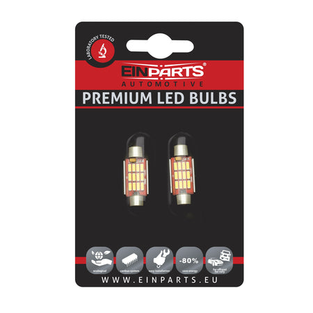 LED-lampa för bil – C5W – SV8.5–8 – 6000K – 12 LED – SMD 4014 – 2-pack