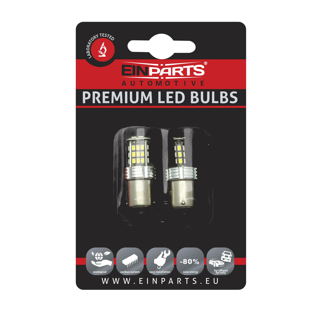 LED-lampa för bil – P21W – BA15S – 6000K – 30 LED – SMD 3020 – 2-pack
