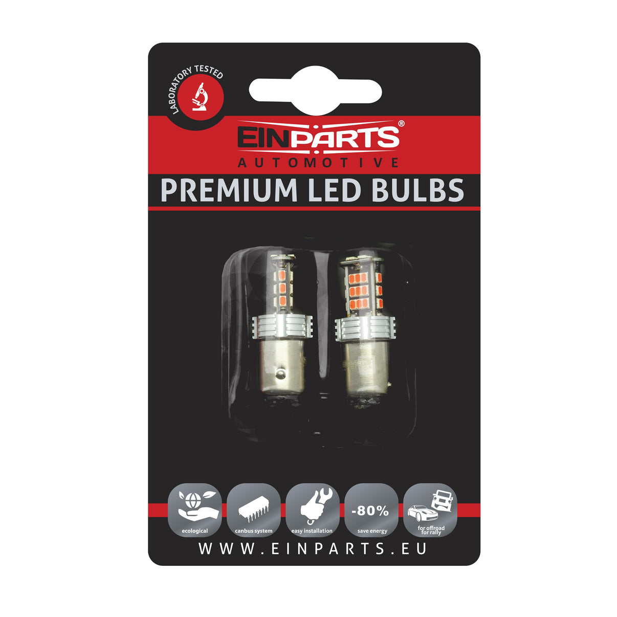 LED-lampa för bil – P21/5W – BAY15d – 1000–1500K (Röd) – 30 LED – SMD 3020