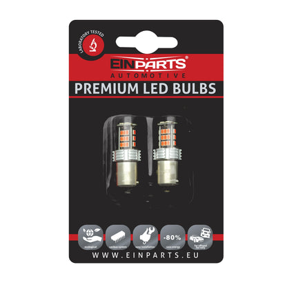 LED-lampa för bil – P21W – BA15S – 1000–1500K (Röd) – 30 LED – SMD 3020 – 2-pack