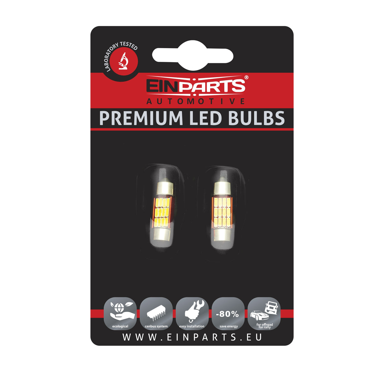 LED-lampa för bil – C5W/ C10W – SV8.5–8 – 6000K – 12 LED – SMD 4014 – 2-pack