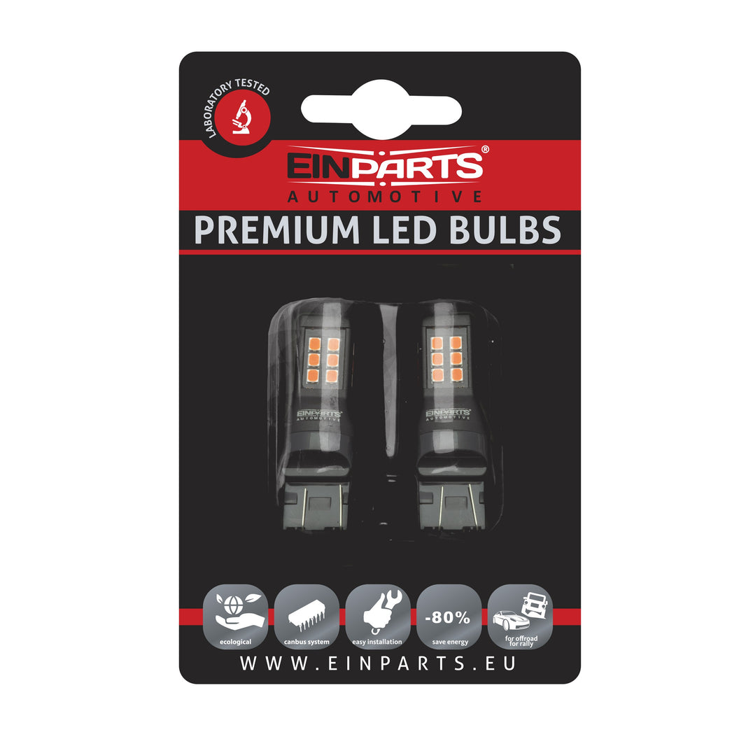 LED-lampa för bil – W2,1x9,5d1/5W – W3x16q – 1000–1500K (Röd) – 21 LED