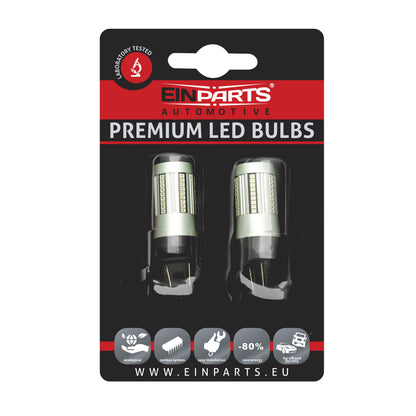LED-lampa för bil – W2,1x9,5d1/5W – W3x16q – 1000–1500K (Röd) – 66 LED