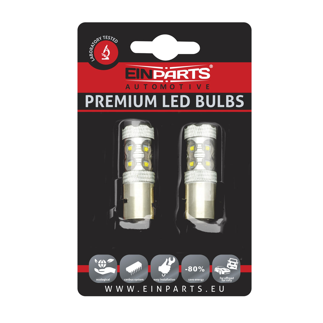 LED-lampa för bil – S2 – BA20d – 6000K – 10 LED – CREE XB-D – 2-pack
