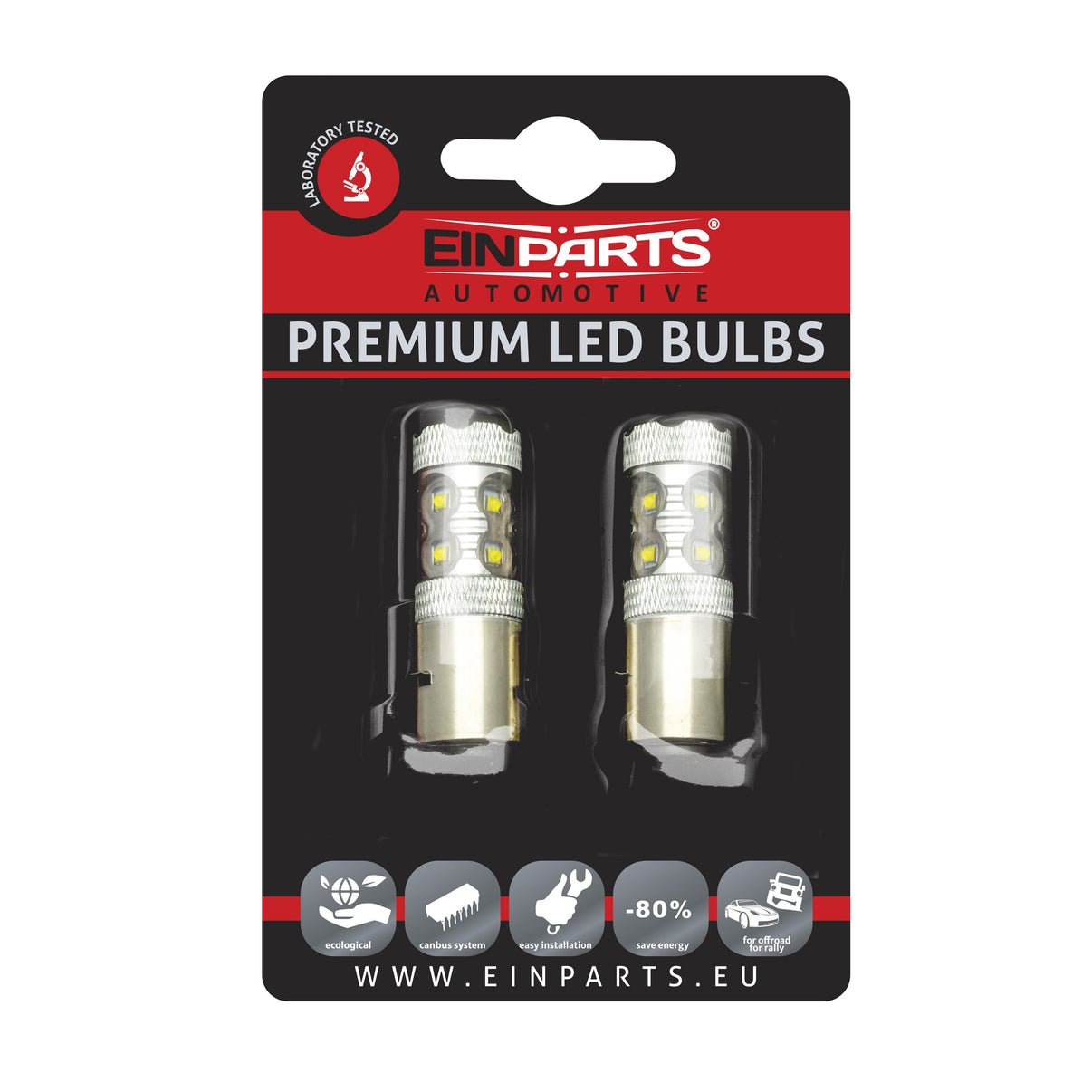 LED-lampa för bil – S2 – BA20d – 6000K – 10 LED – CREE XB-D – 2-pack