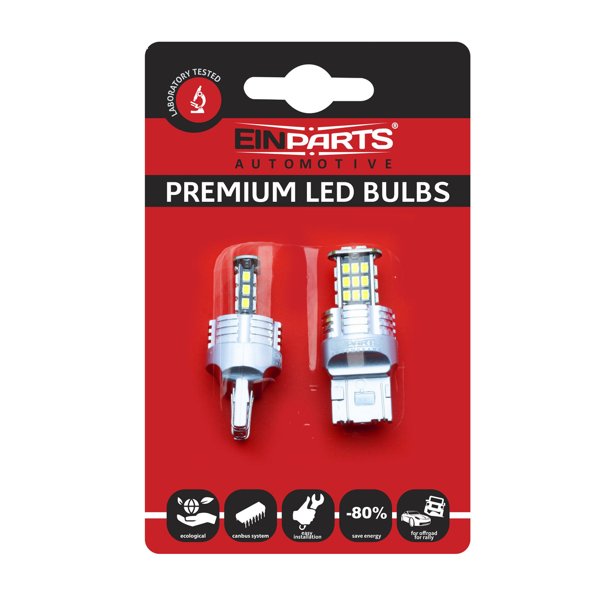 LED-lampa för bil – W2,1x9,5d1/5W – W3x16q – 6000K – 30 LED – SMD 3020 – 2-pack