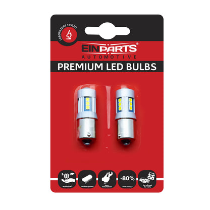 LED-lampa för bil – P21W – BA15S – 6000K – 15 LED – SMD 3030 – 2-pack