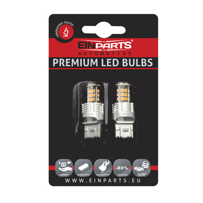 LED-lampa för bil – W2,1x9,5d1/5W – W3x16q – 1000–1500K (Röd) – 30 LED