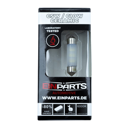 LED-lampa för bil – C10W – SV8.5–8 – 6000K – 6 LED – SMD 2835