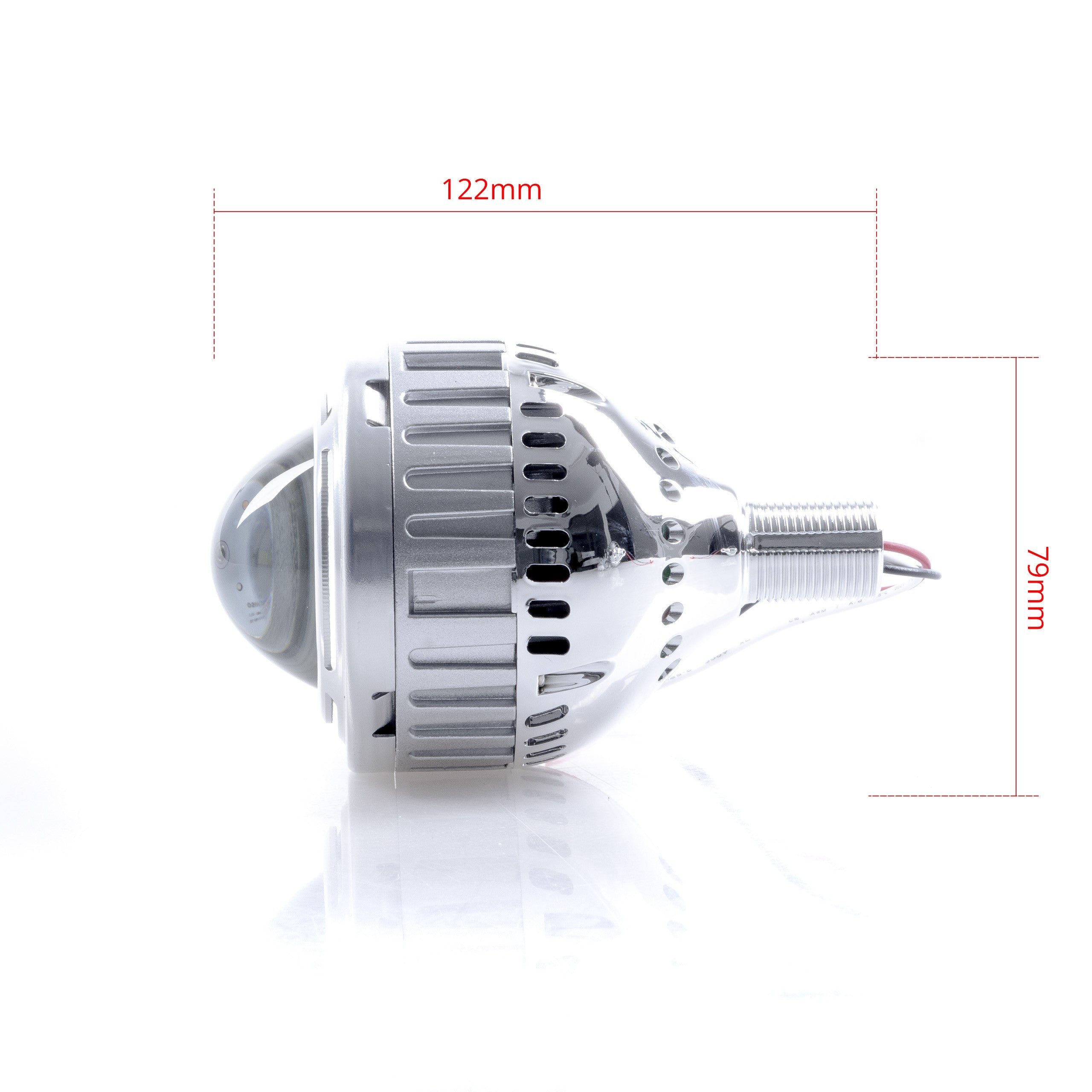LED-projektorlins för strålkastare – 122 mm – 79 × 79 mm