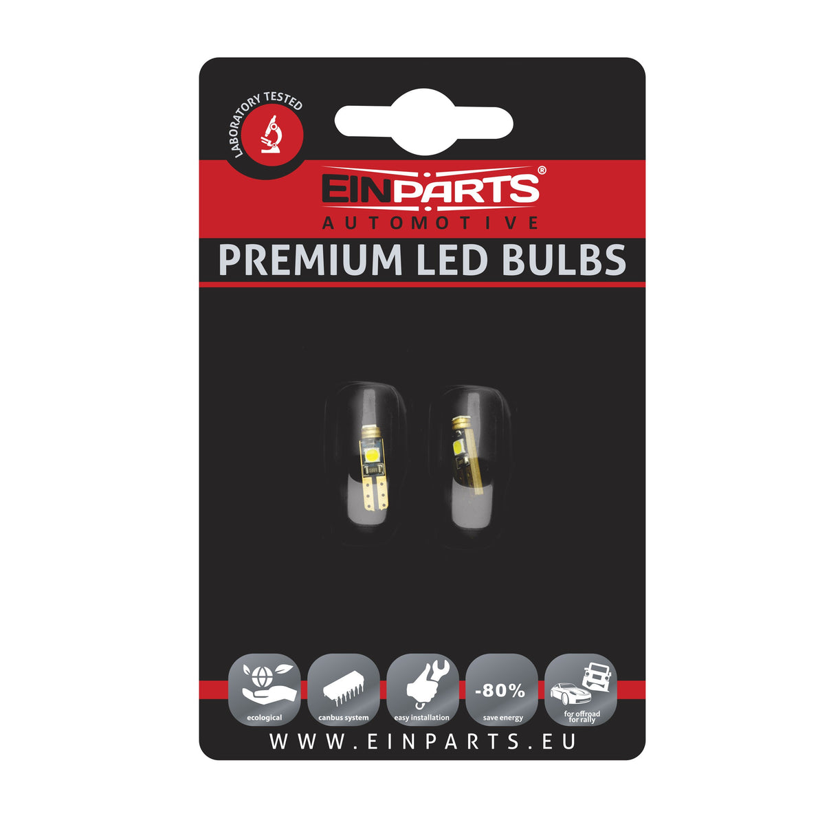 LED-lampa för bil – T5 – G9 – 6000K – 3 LED – SMD 3030 – 2-pack