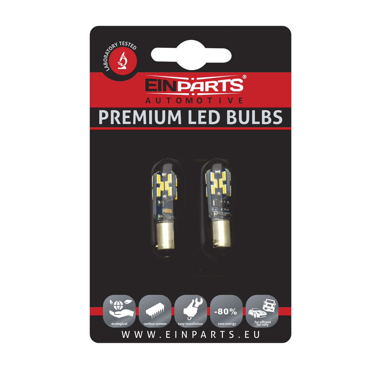 LED-lampa för bil – T4W – BA9s – 6000K – 24 LED – SMD 4014 – 2-pack