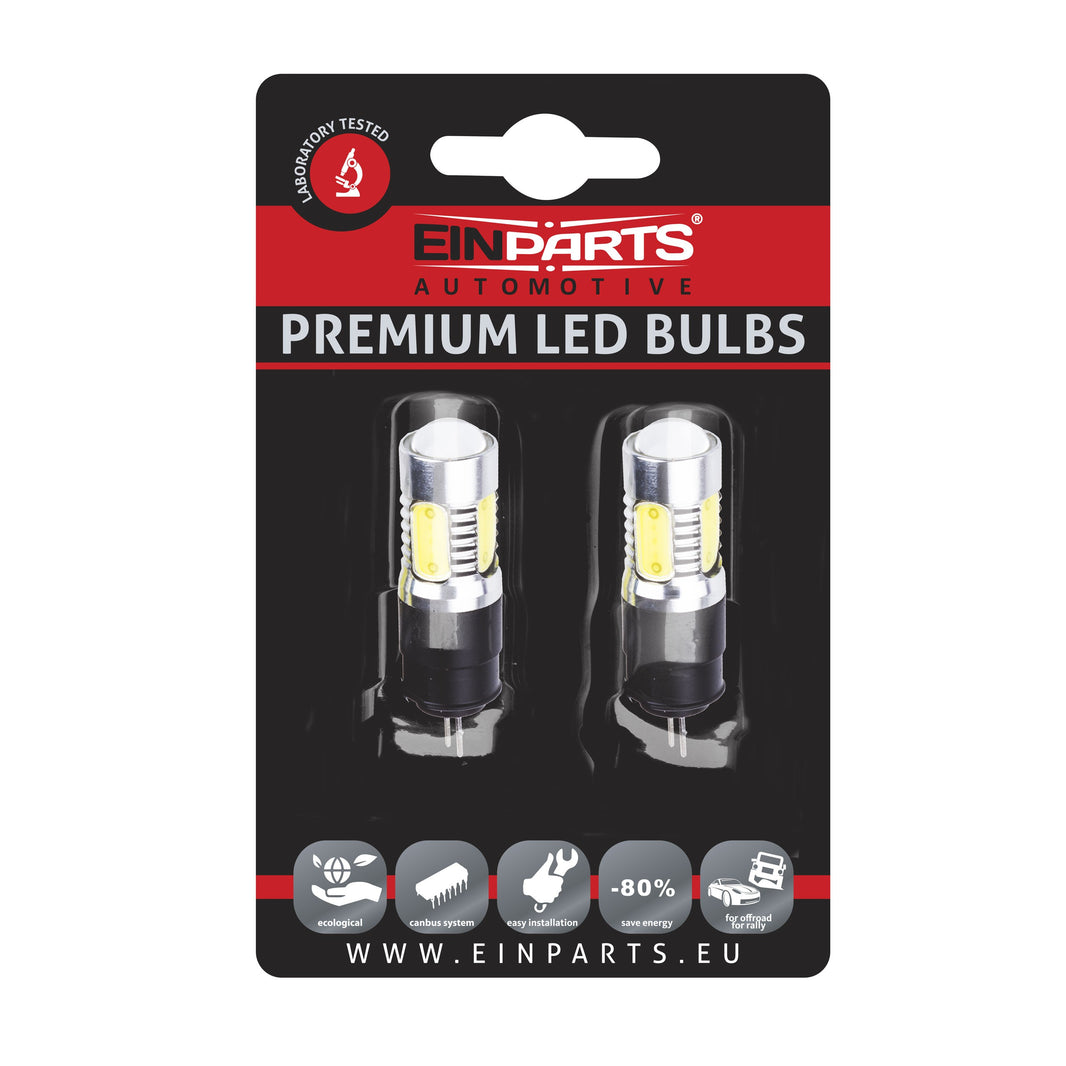 LED-lampa för bil – HP24W – PG20–7 – 6000K – 5 LED – COB – 2-pack