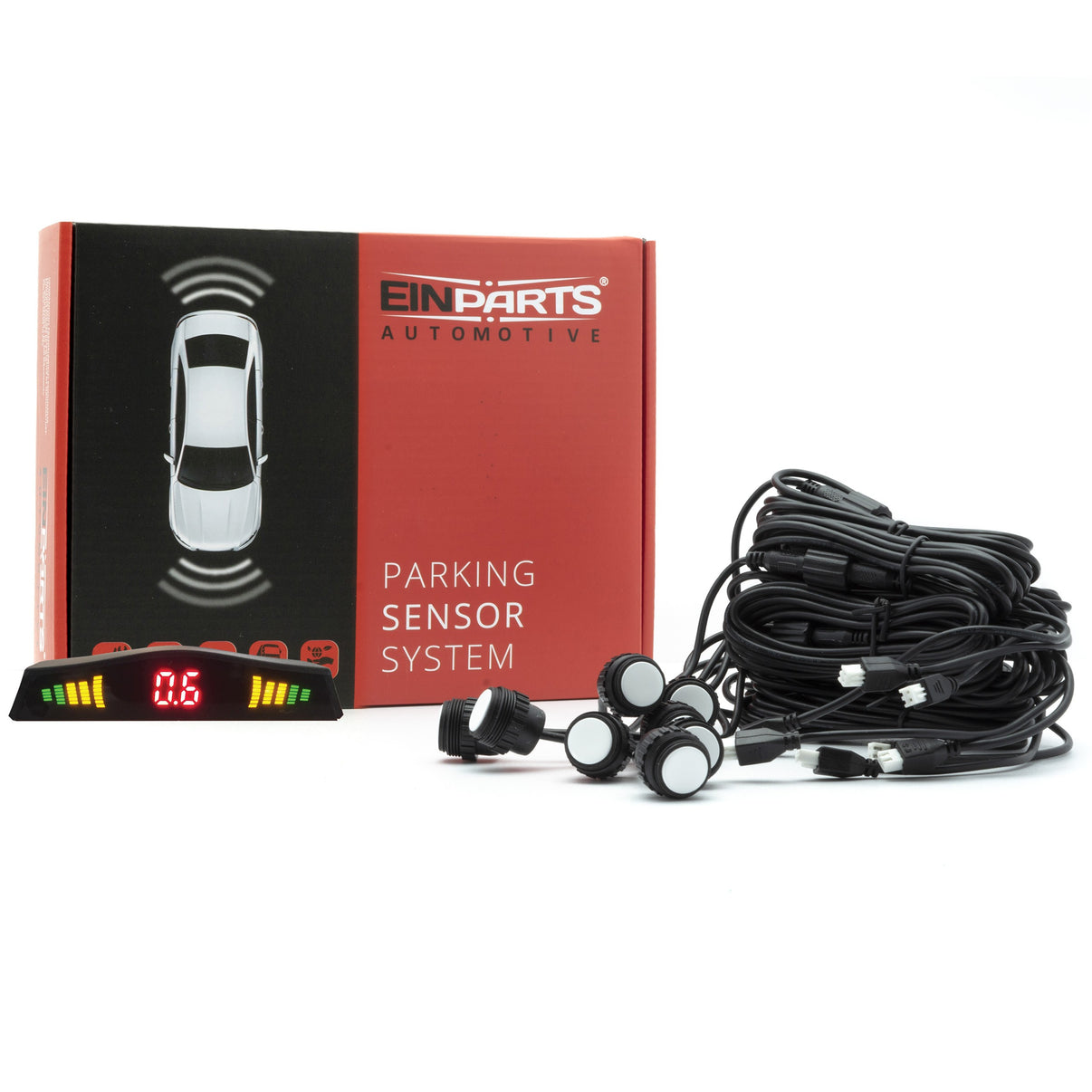 Parkeringssensor med display – Vit – ultraljudssensor – 8 sensorer