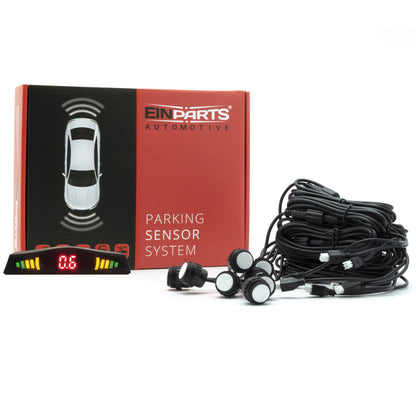 Parkeringssensor med display – Vit – ultraljudssensor – 8 sensorer