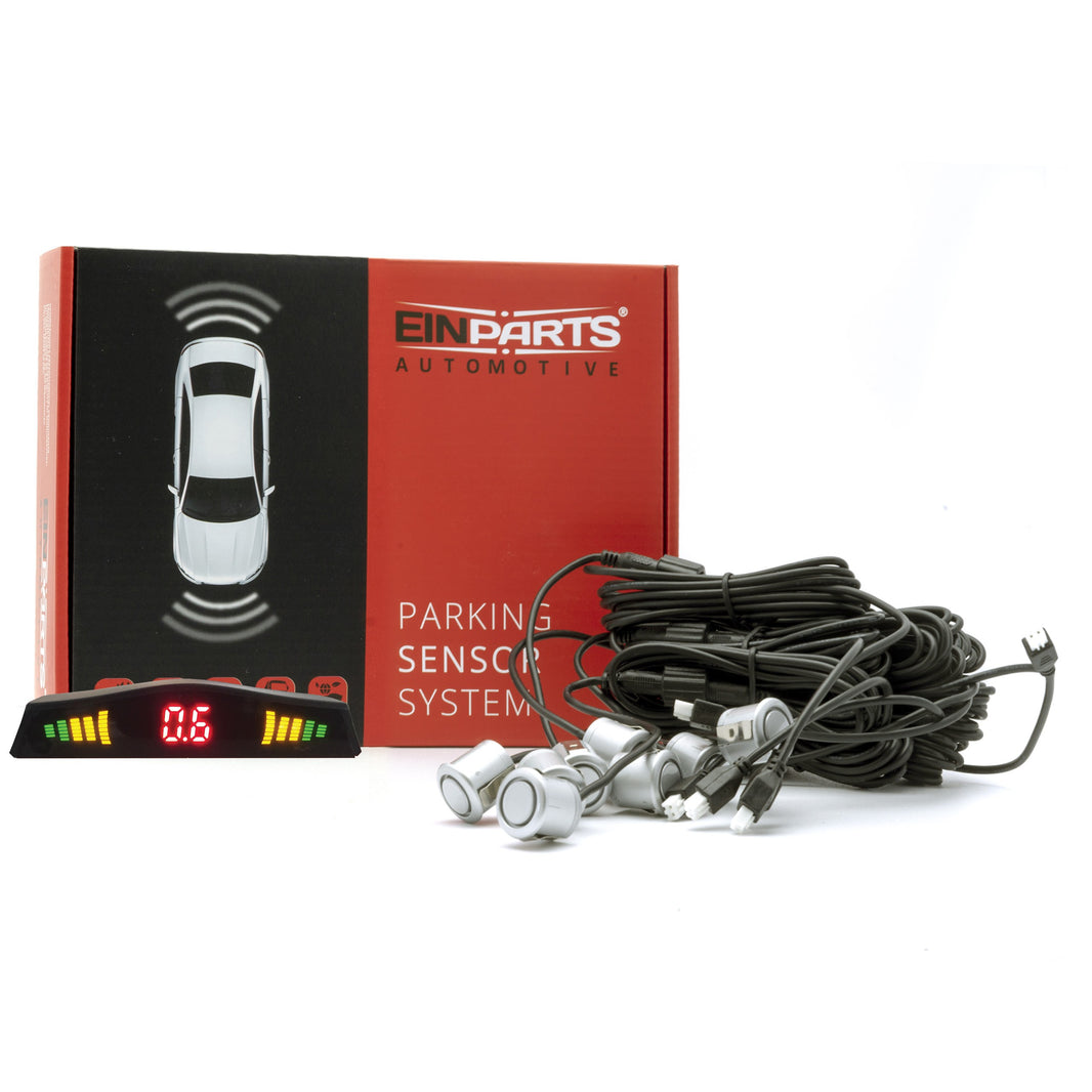 Parkeringssensor med display – Silver – ultraljudssensor – 8 sensorer