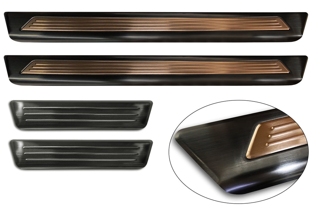 Tröskelskydd Lines Cupra Born halvkombi 5-dörrars 2021+ Svart / Koppar inserts on front door sills