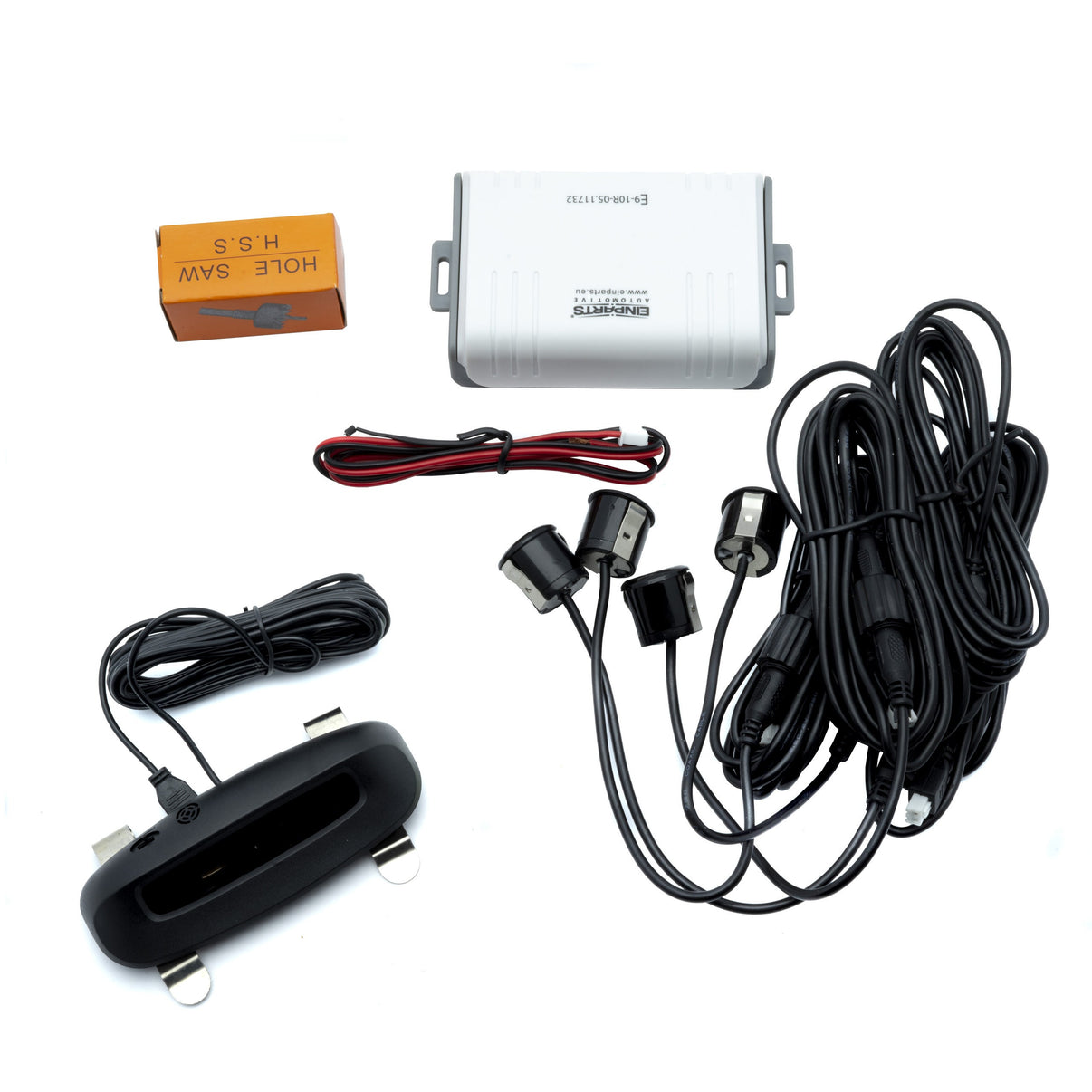 Parkeringssensor med display – Svart – ultraljudssensor – 4 sensorer – 4x 2,5 m