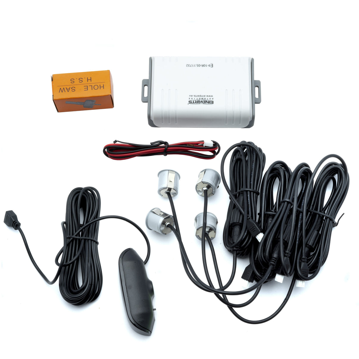 Parkeringssensor med display – Silver – ultraljudssensor – 4 sensorer – 4x 2,5 m
