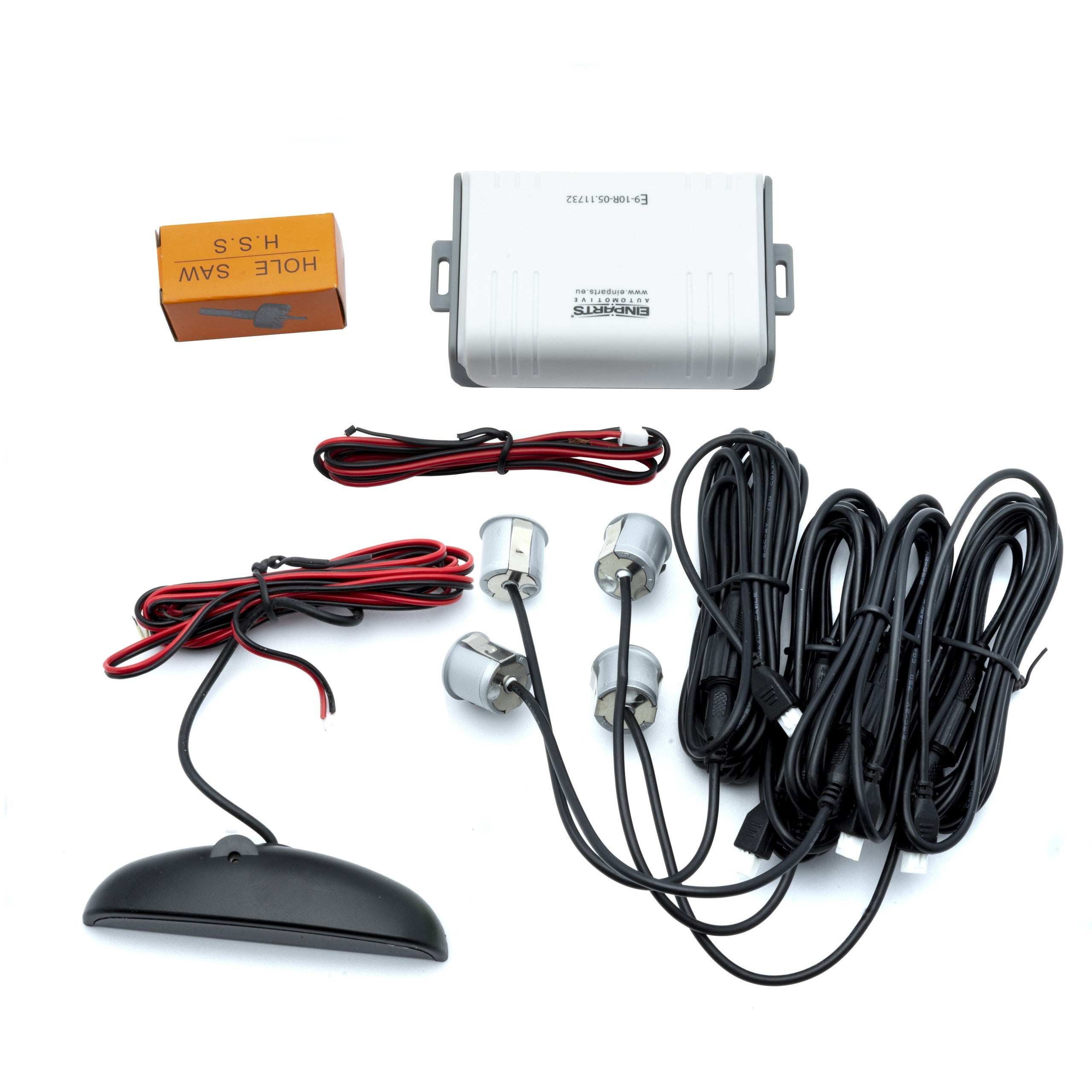 Parkeringssensor med display – Silver – ultraljudssensor – 4 sensorer – 4x 2,5 m