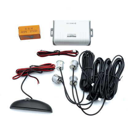 Parkeringssensor med display – Silver – ultraljudssensor – 4 sensorer – 4x 2,5 m