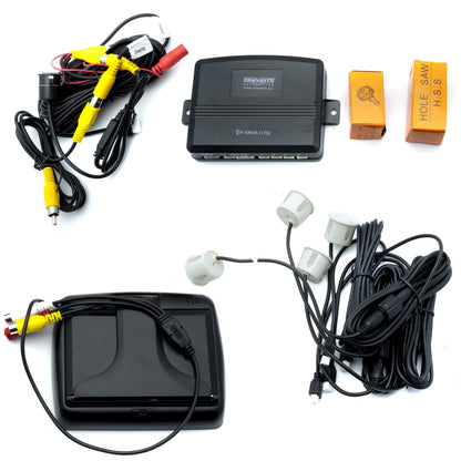 Parkeringssystem med kamera – Pärlvit – 9V - 16V – ultraljudssensor