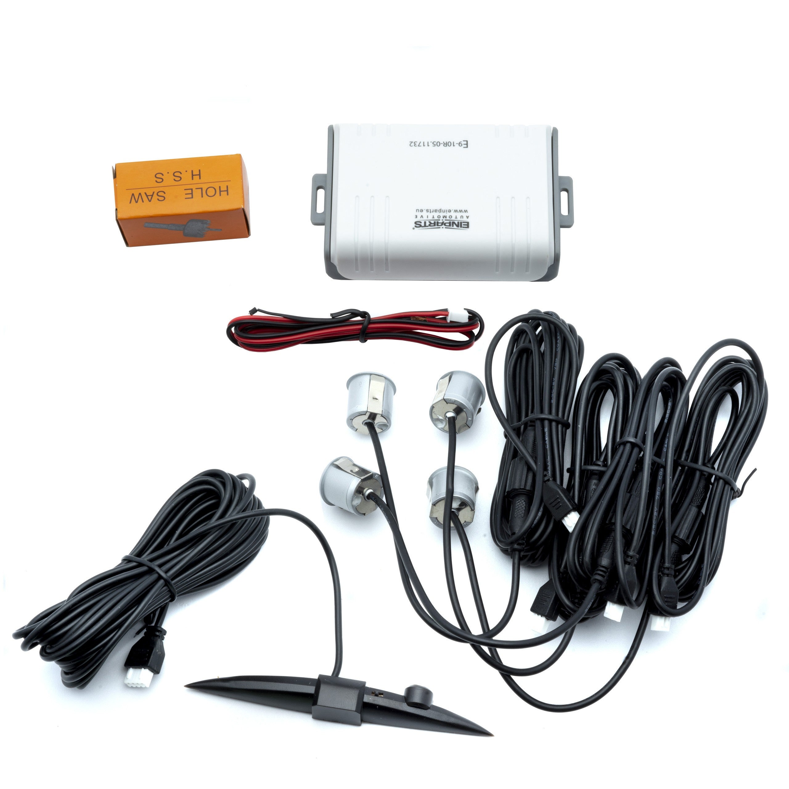 Parkeringssensor med display – Silver – ultraljudssensor – 4 sensorer – 4x 2,5 m