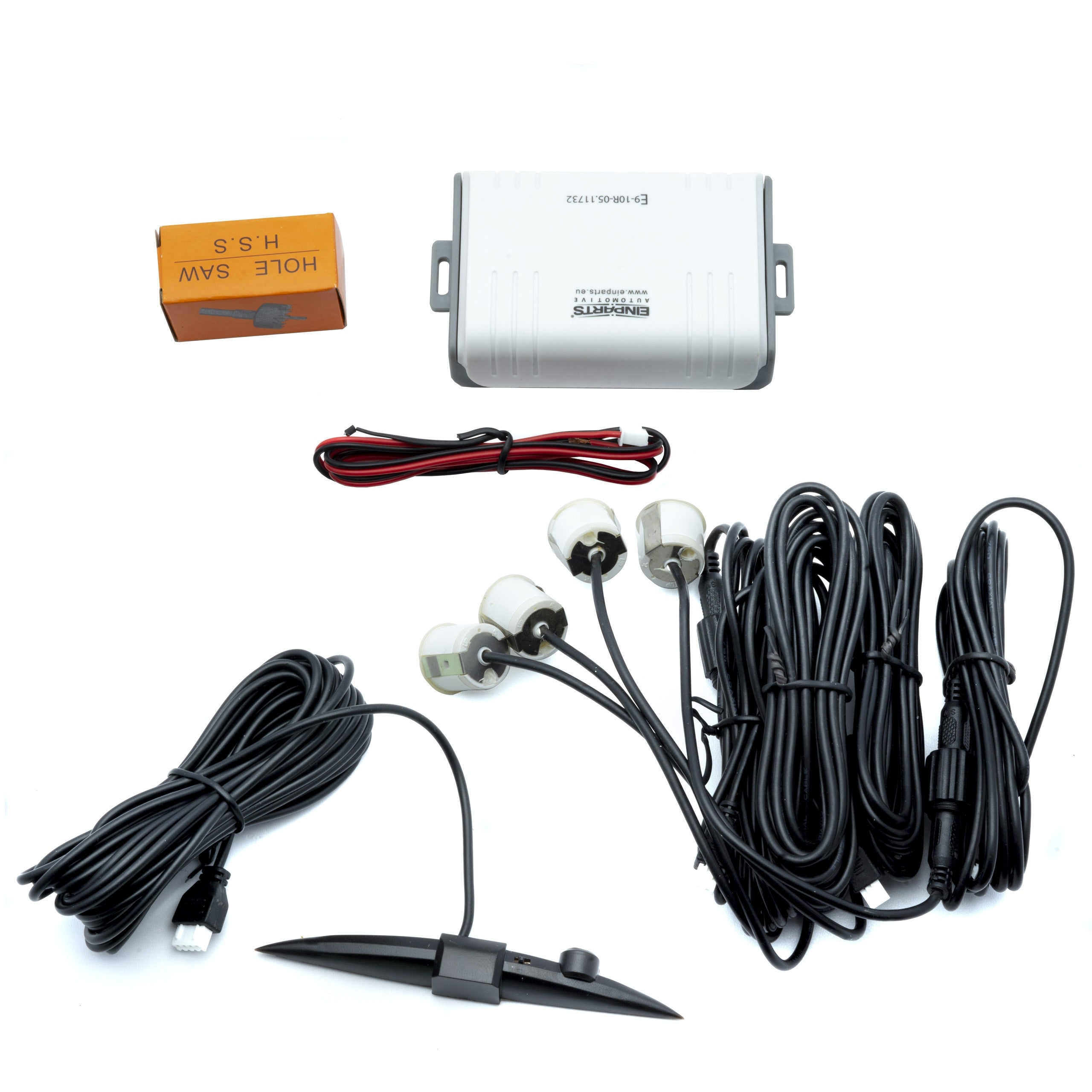 Parkeringssensor med display – Vit – ultraljudssensor – 4 sensorer – 4x 2,5 m