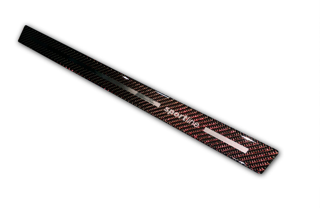 3D-kolfiber universella tröskelskydd Sportline s/r röd (2delar per set) – Svart & Röd Kolfiber