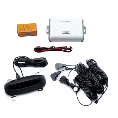 Parkeringssensor med display – Vit – ultraljudssensor – 4 sensorer – 4x 2,5 m