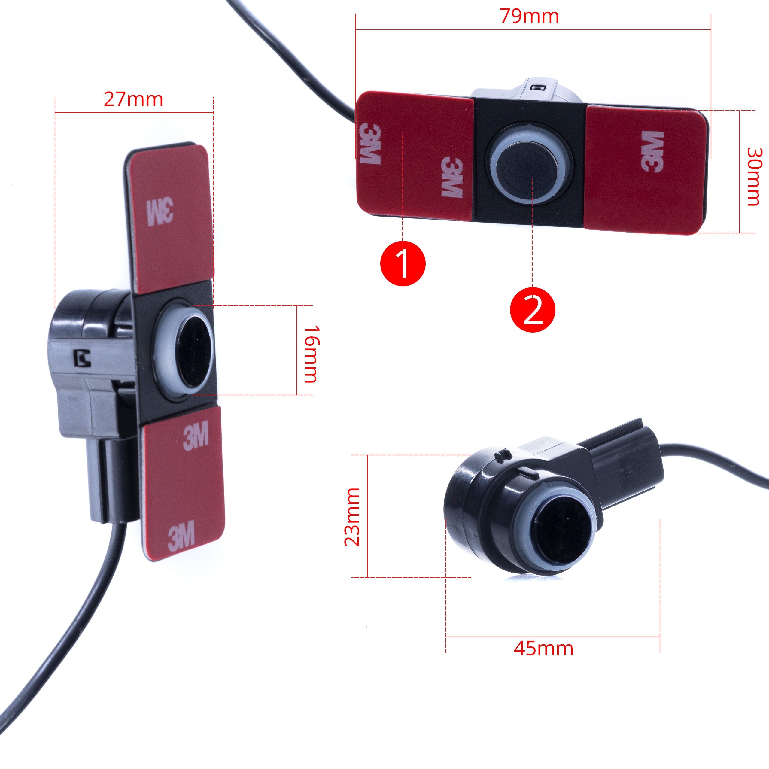 Parkeringssystem med kamera – Svart – 9V - 16V – ultraljudssensor