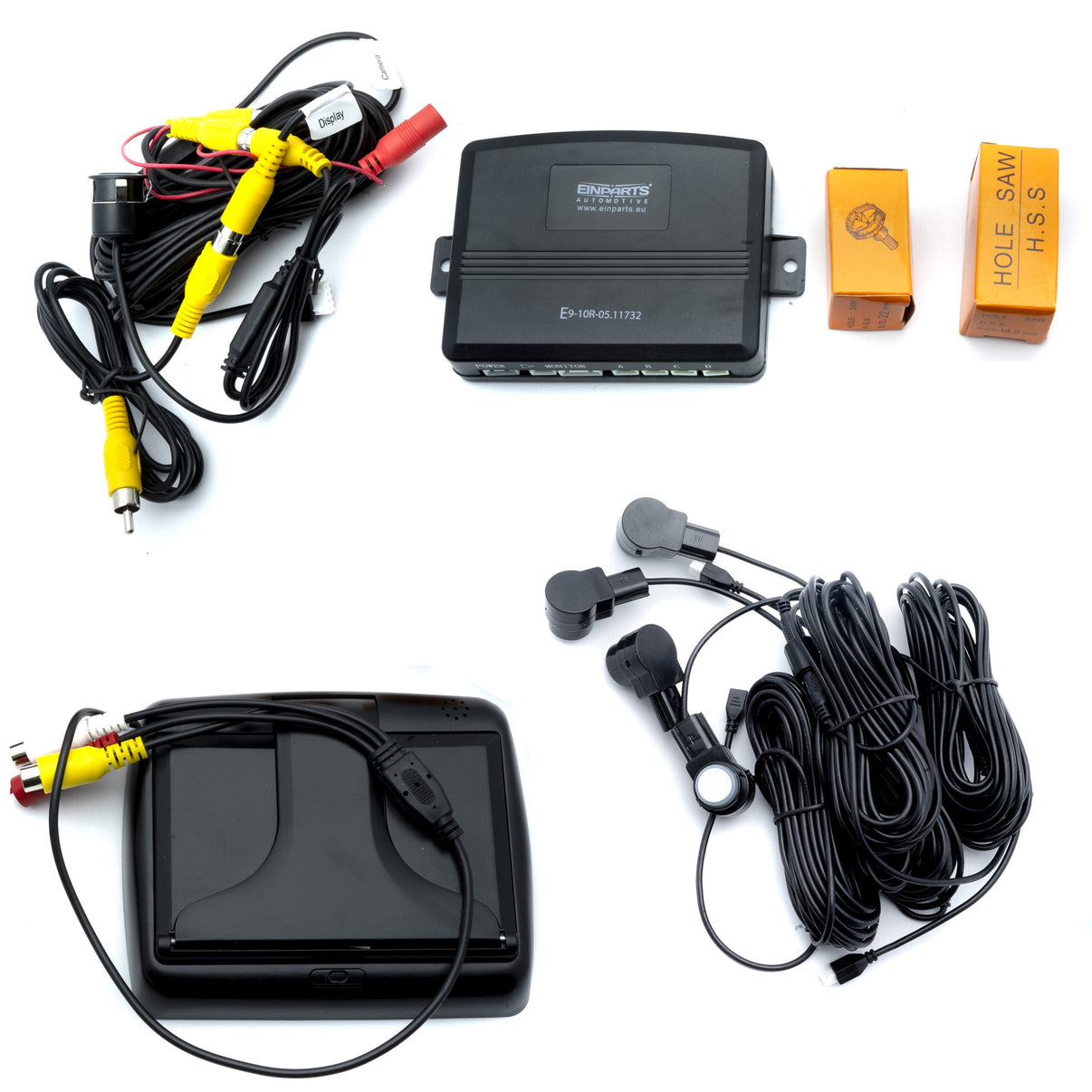 Parkeringssystem med kamera – Vit – 9V - 16V – ultraljudssensor