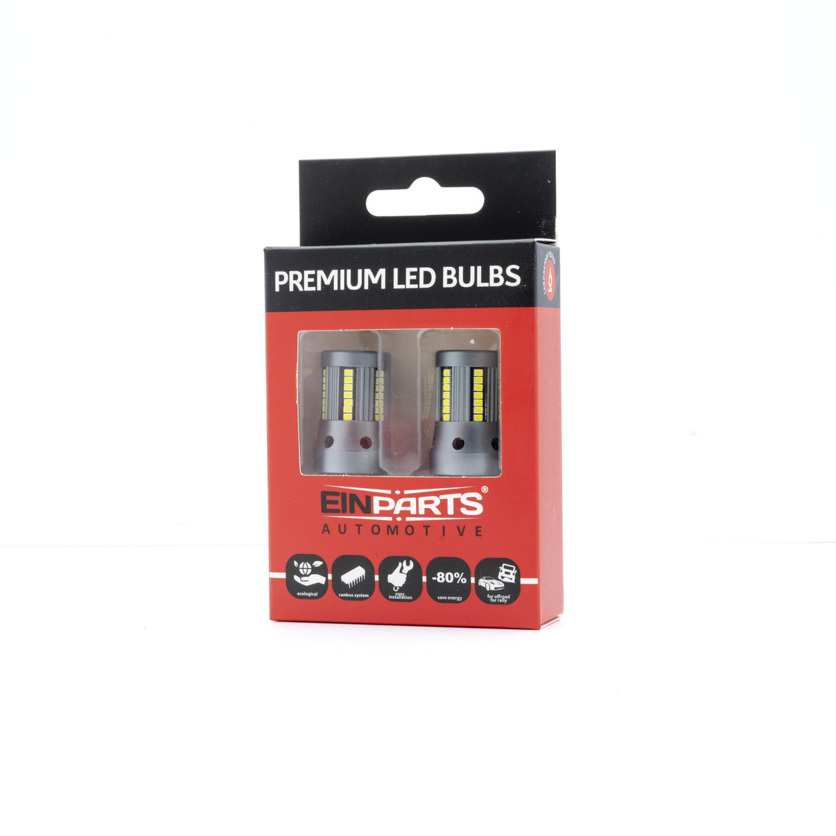 LED-lampa för bil – P27W – W2,1x9,5d,5x16q – 6000K – 66 LED – SMD 2016 – 2-pack