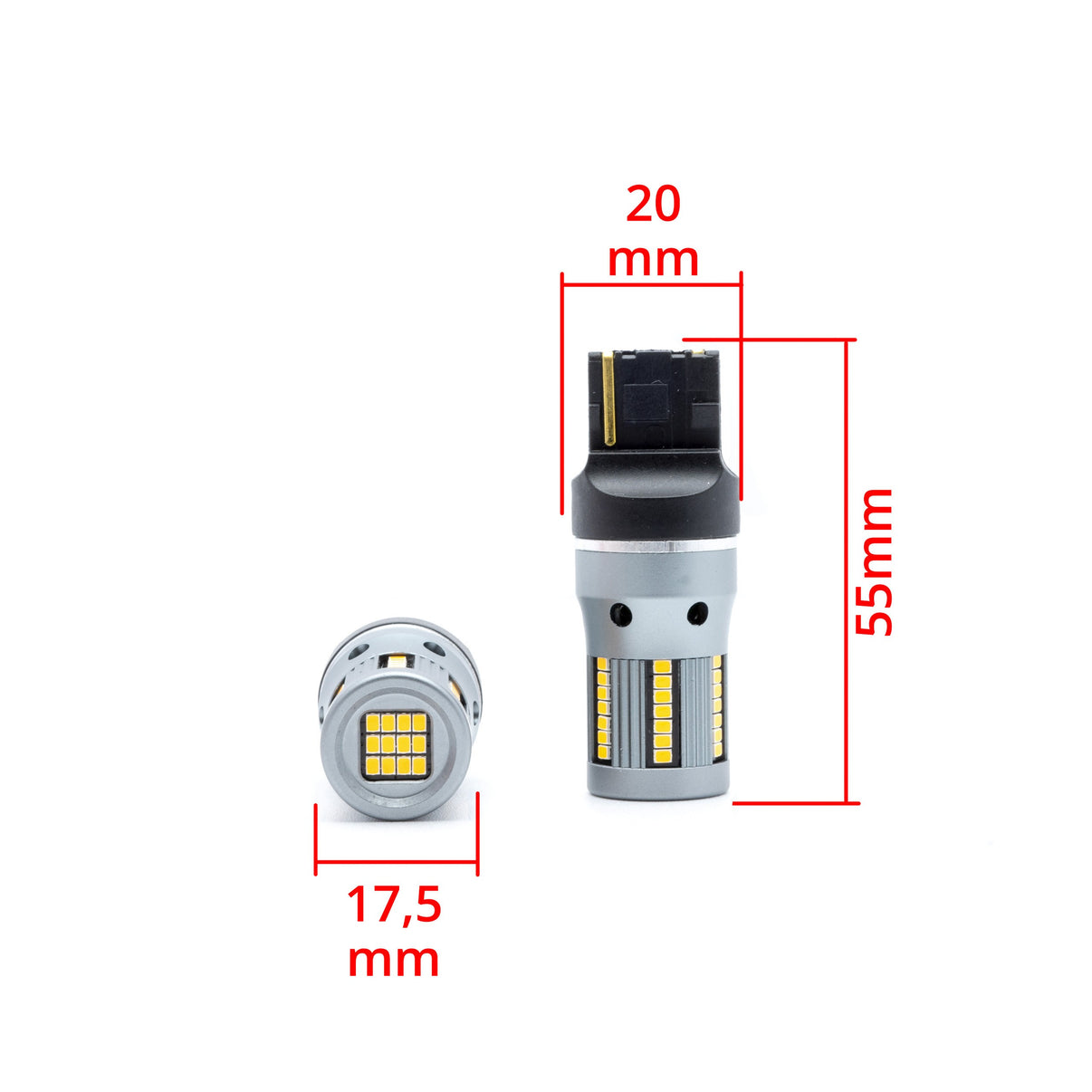 LED-lampa för bil – W21W – W3X16D – 1700–1800K – 66 LED – SMD 2016 – 2-pack