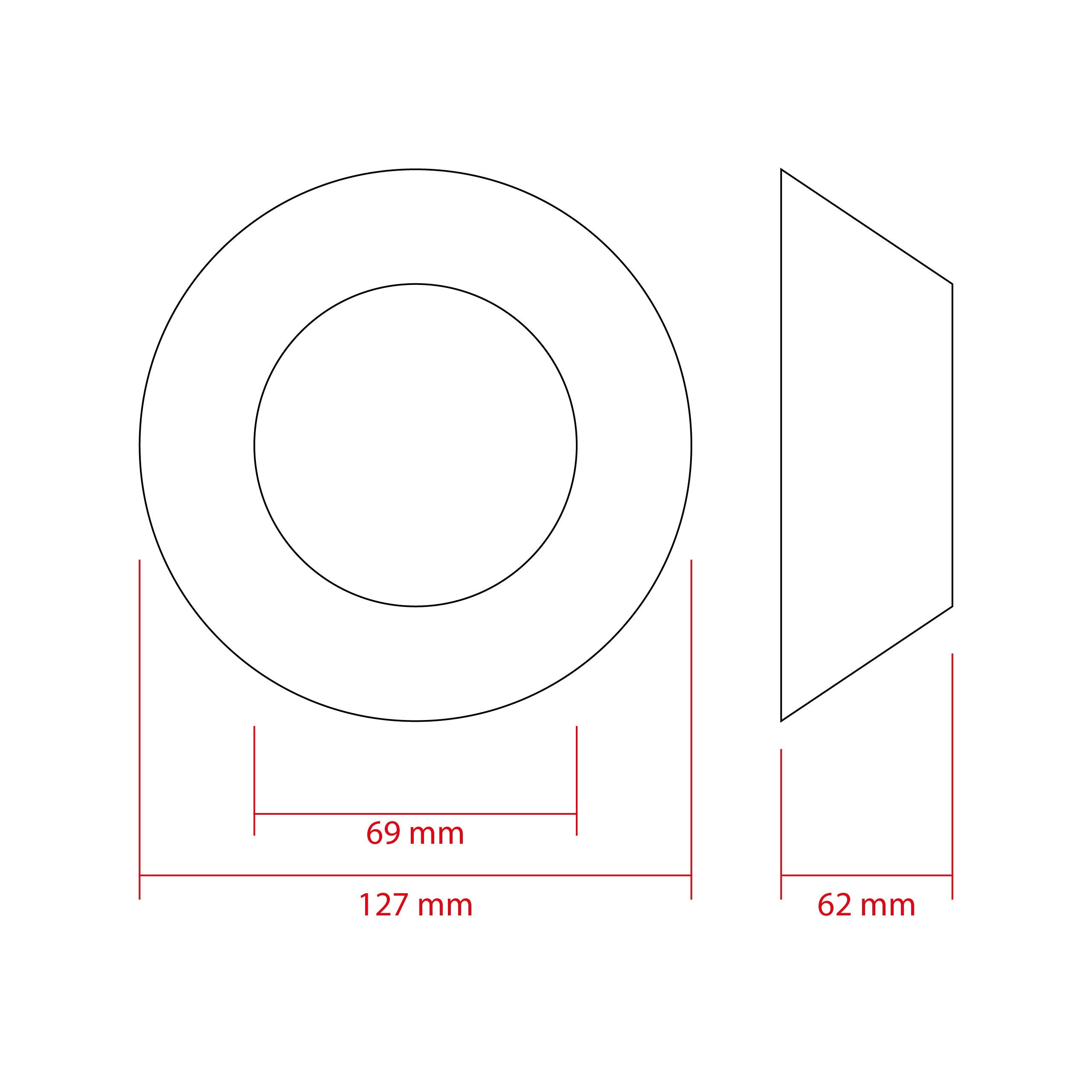 LED-projektorlins för strålkastare – 127 mm – 127 × 62 mm
