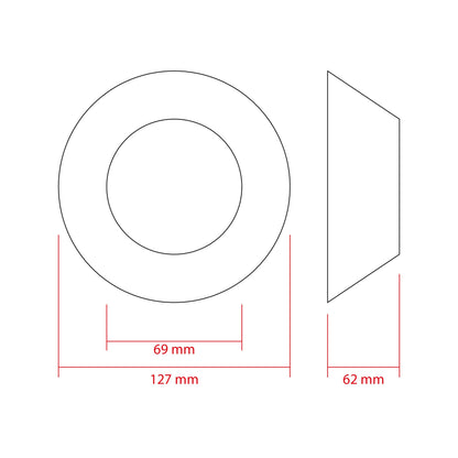 LED-projektorlins för strålkastare – 127 mm – 127 × 62 mm