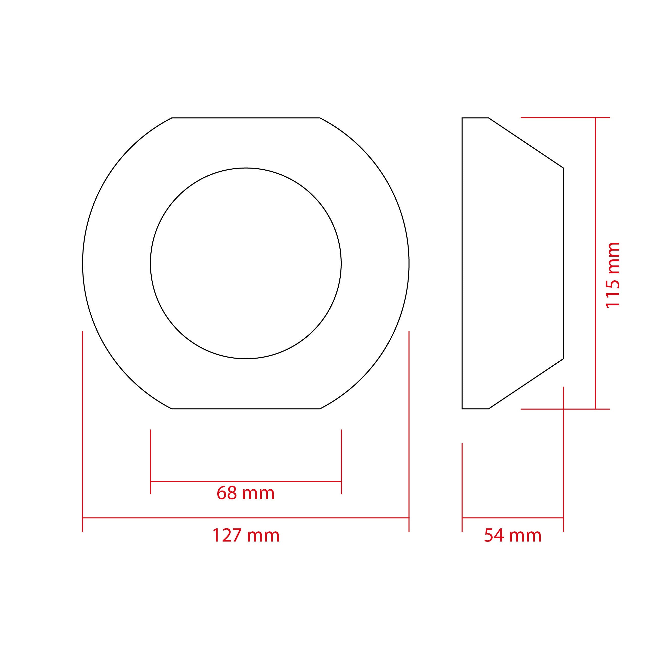 LED-projektorlins för strålkastare – 127 mm – 127 × 54 mm