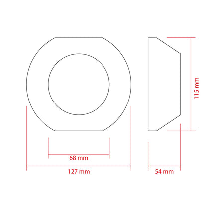 LED-projektorlins för strålkastare – 127 mm – 127 × 54 mm
