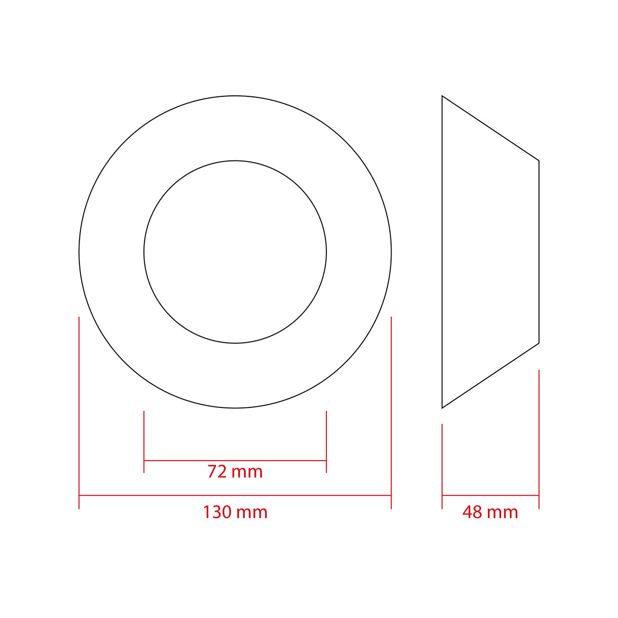 LED-projektorlins för strålkastare – 130 mm – 130 × 48 mm