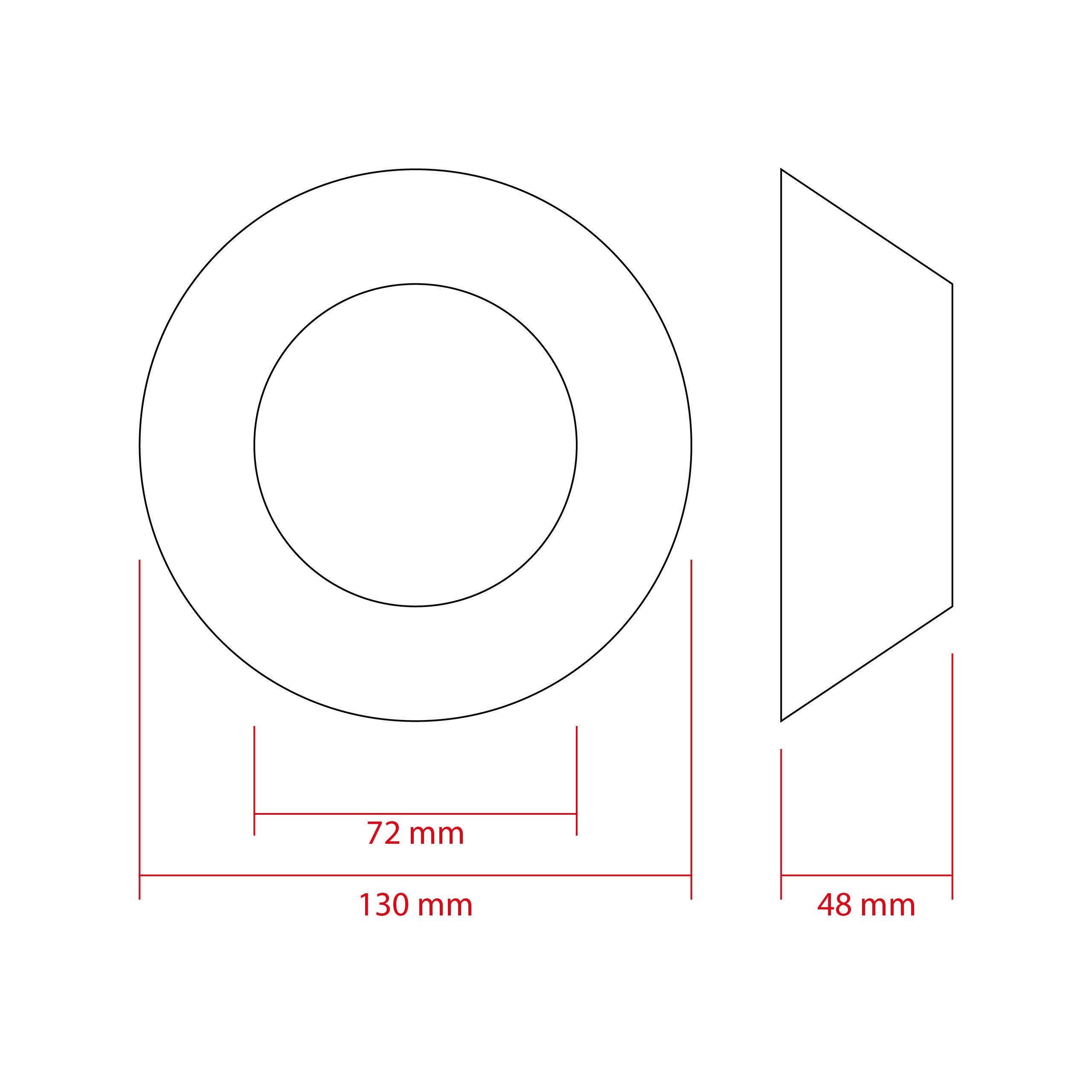 LED-projektorlins för strålkastare – 130 mm – 130 × 48 mm