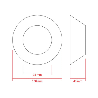 LED-projektorlins för strålkastare – 130 mm – 130 × 48 mm