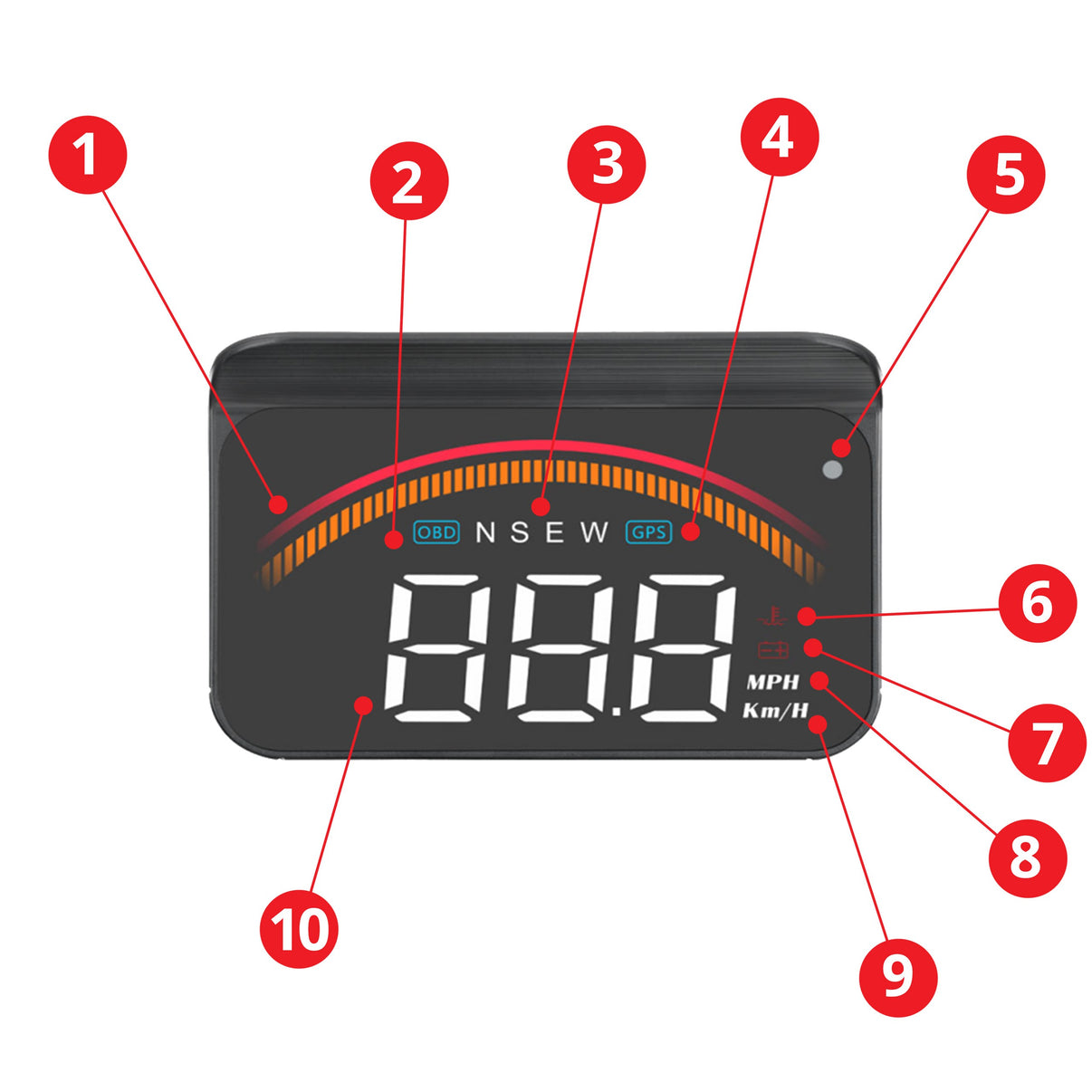 Head-up-display – 9V - 16V – 90 mm