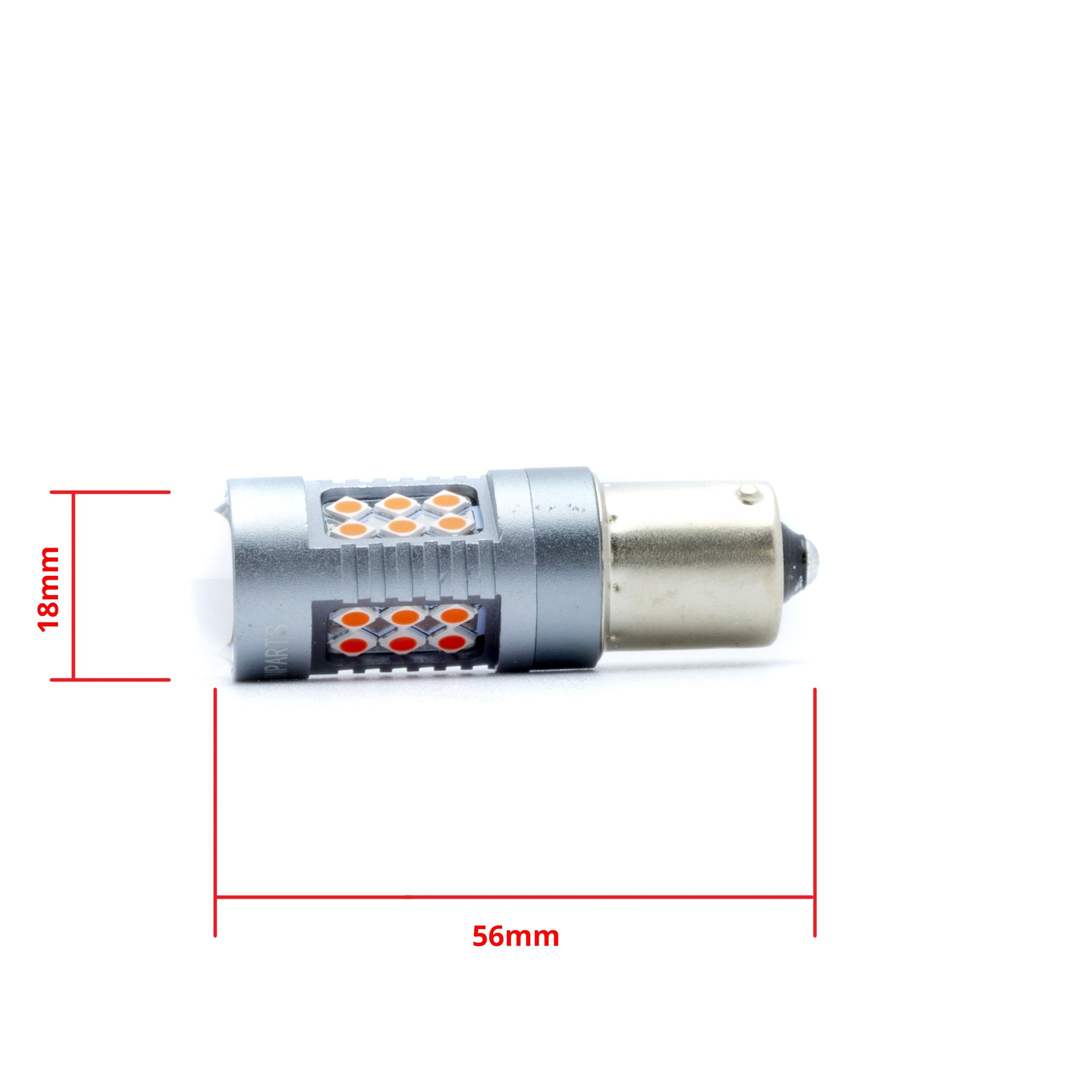 LED-lampa för bil – P21W – BA15S – 1000–1500K (Röd) – 24 LED – SMD 3030 – 2-pack