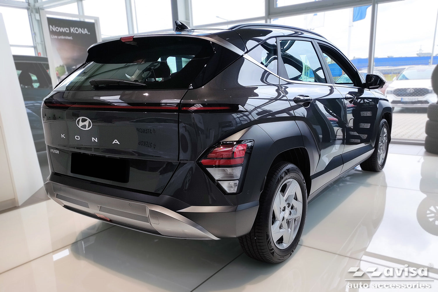 Tröskelskydd Lines Hyundai Kona II 2023+ / MG 3 III 2024+ > / MG ZS II 2024+ > – Silver satin – detaljbild 3