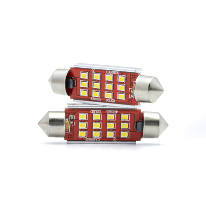 LED-lampa för bil – C5W – SV8.5–8 – 6000K – 12 LED – SMD 2016 – 2-pack